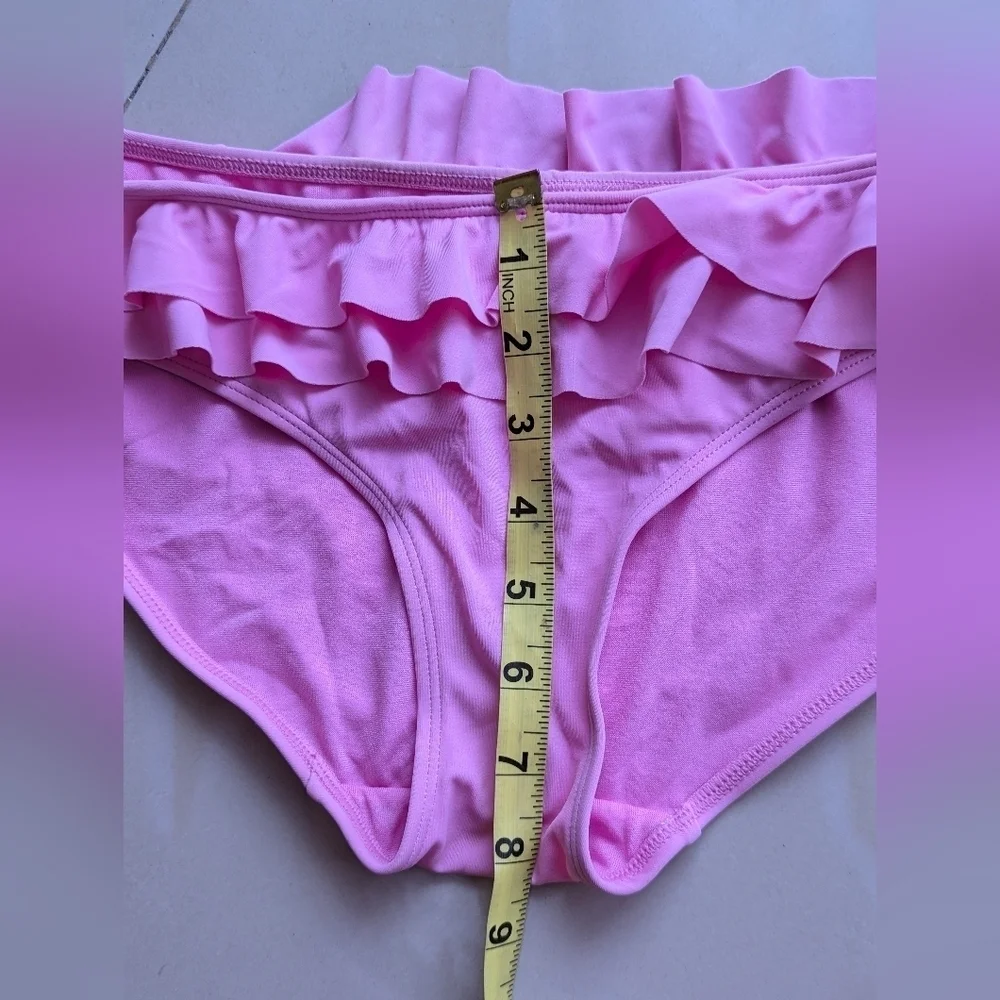Body swimwear pink ruffle bikini size 10 bottoms polyester